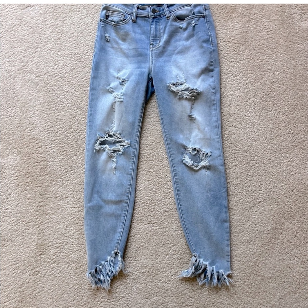 Judy Blue Distressed Skinny Fit Light Denim
